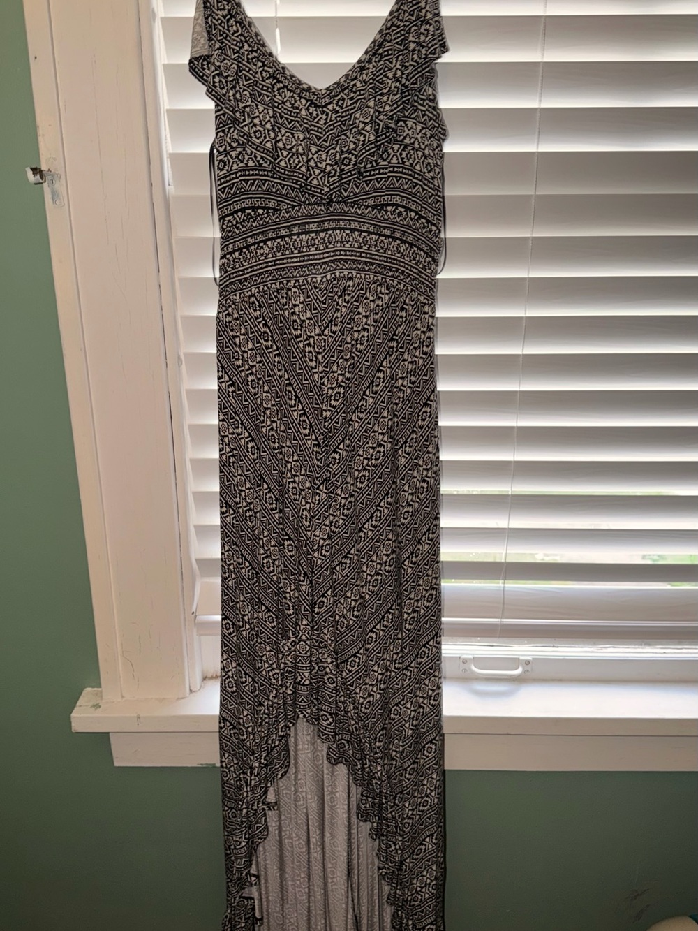 Express Black & White Tribal Print High-Low Maxi Dress